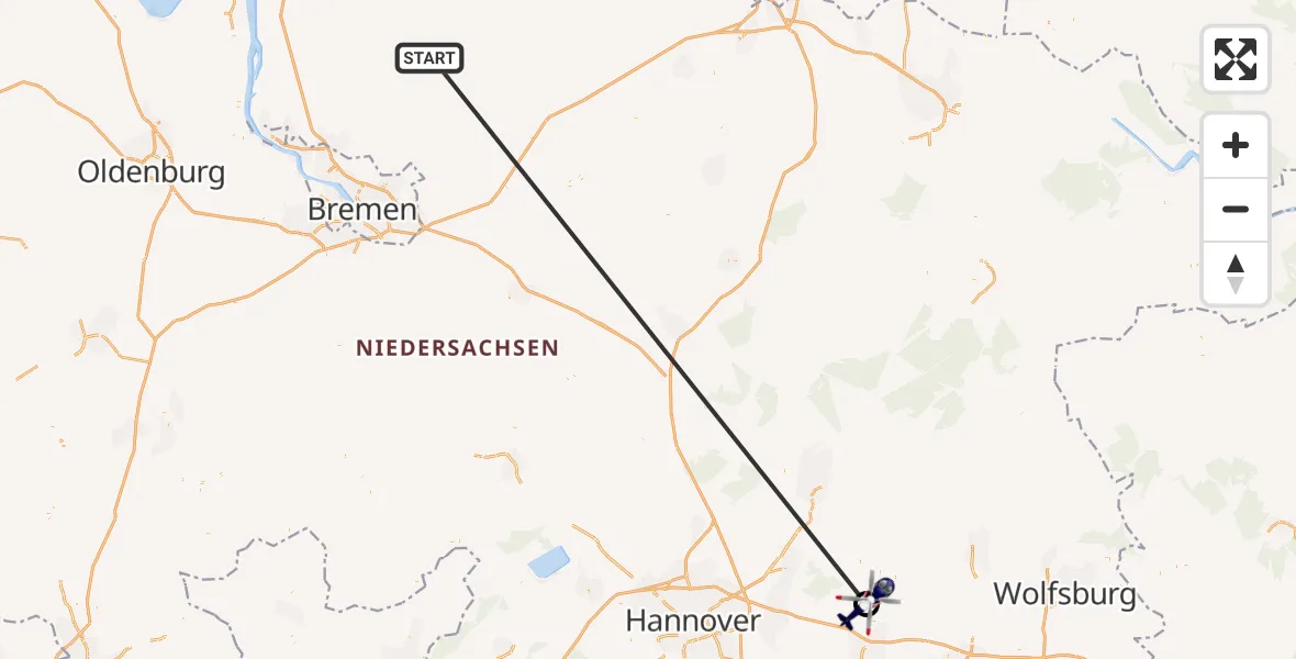 Flugroute Polizeihubschrauber Gnarrenburg - Flugplatz Peine-Eddesse, 28 Oktober 2026, 09:58