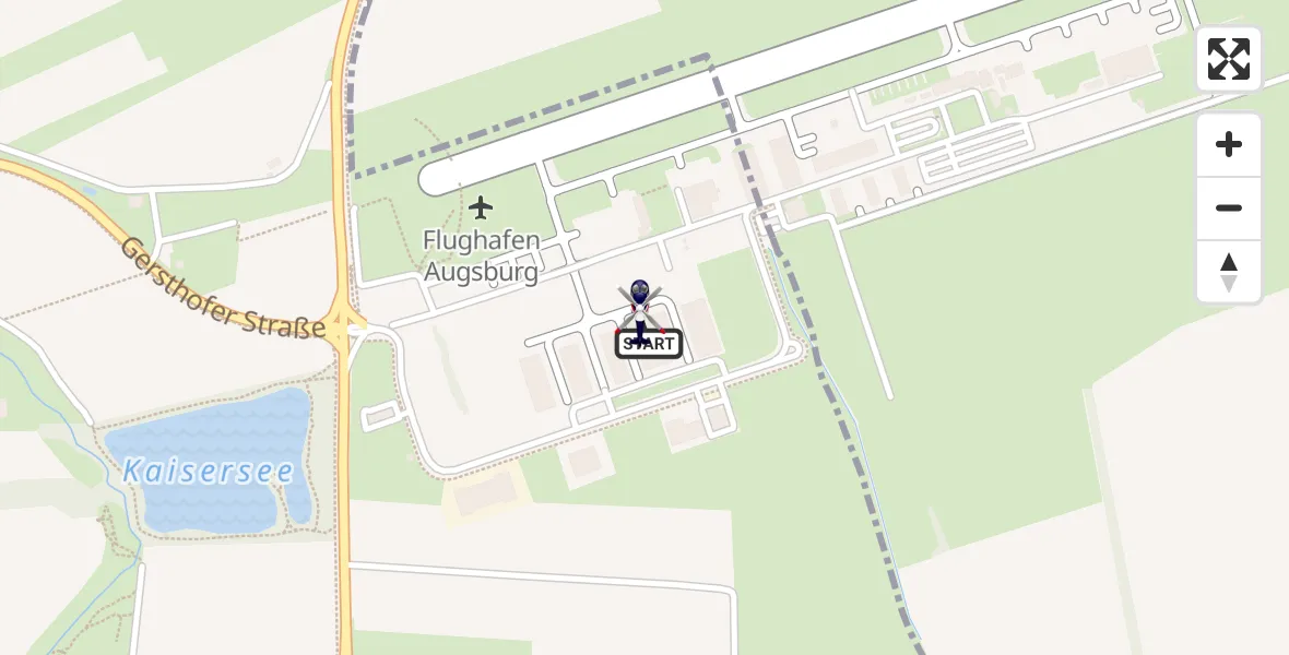 Flugroute Polizeihubschrauber Augsburg Flughafen - Augsburg Flughafen, 28 Oktober 2026, 10:00