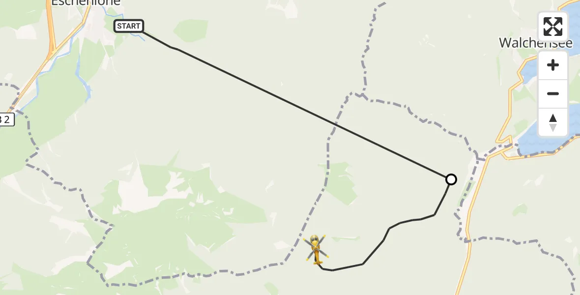 Flugroute Rettungshubschrauber Eschenlohe - Wallgau, 28 Oktober 2026, 10:26