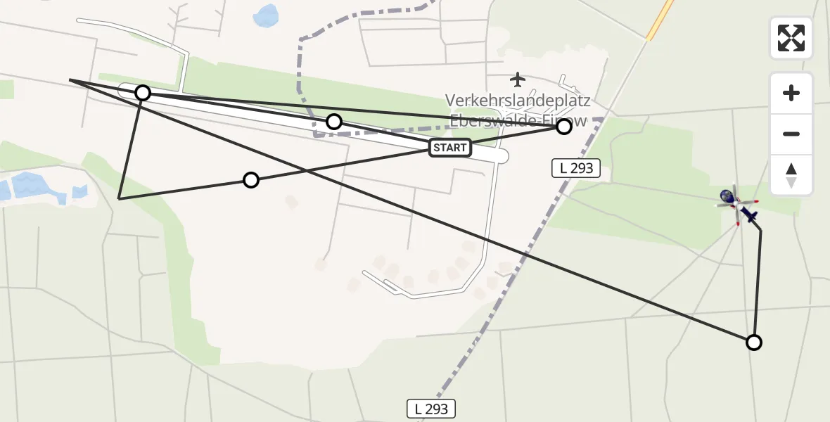 Flugroute Polizeihubschrauber Schorfheide - Eberswalde, 28 Oktober 2026, 10:33