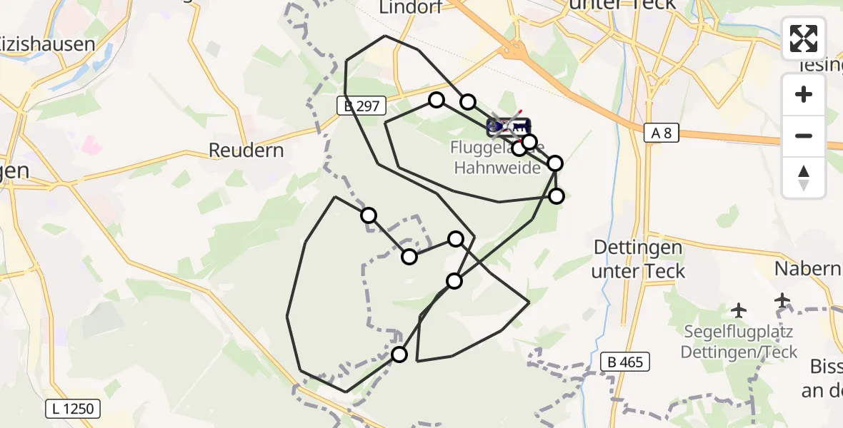 Flugroute Polizeihubschrauber Hahnweide Flugplatz - Hahnweide Flugplatz, 28 Oktober 2026, 10:52
