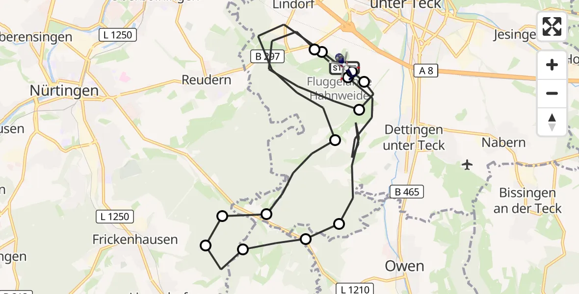 Flugroute Polizeihubschrauber Hahnweide Flugplatz - Hahnweide Flugplatz, 28 Oktober 2026, 11:30
