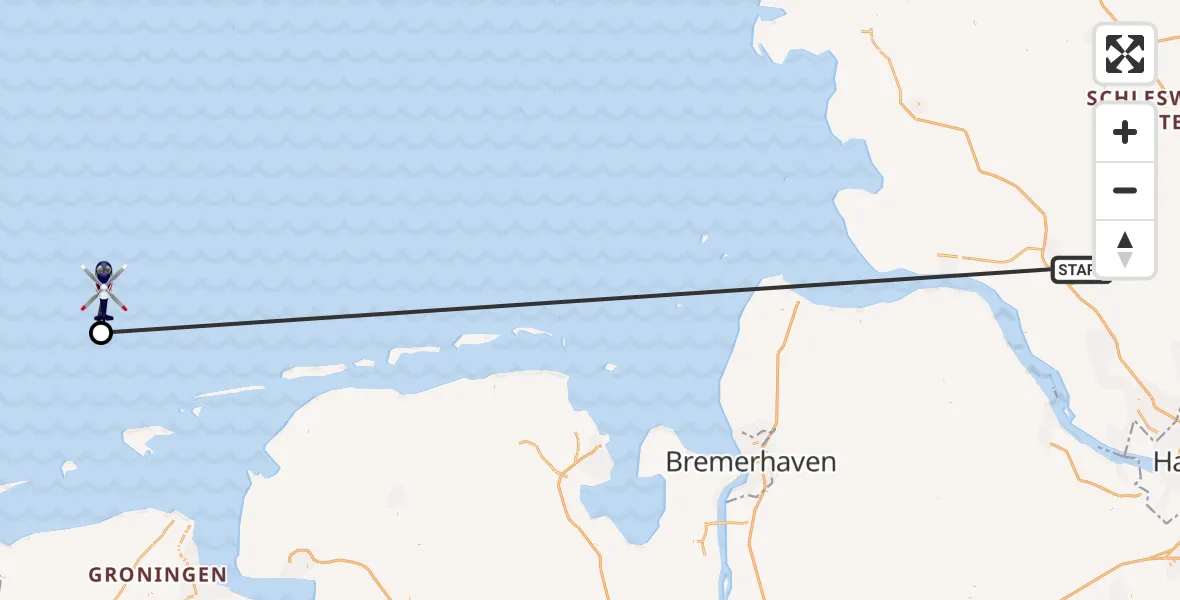 Flugroute Polizeihubschrauber Kronsmoor - Noordzee, 28 Oktober 2026, 11:31