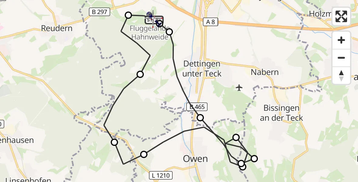Flugroute Polizeihubschrauber Hahnweide Flugplatz - Hahnweide Flugplatz, 28 Oktober 2026, 11:48
