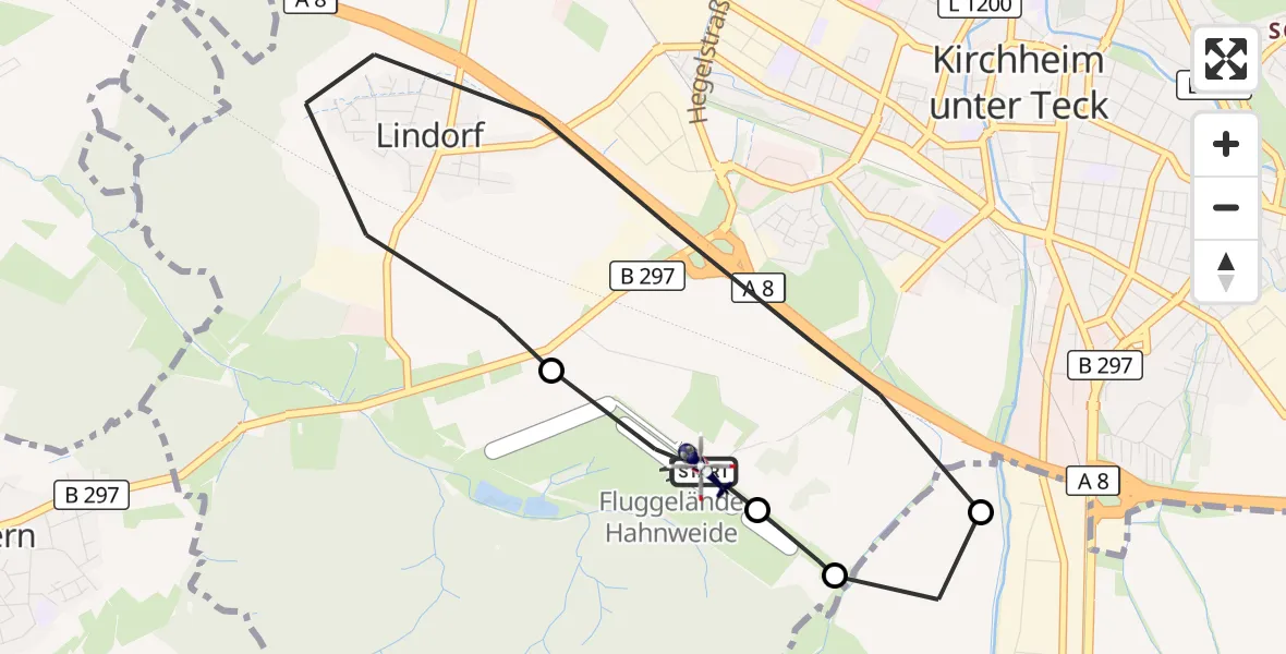 Flugroute Polizeihubschrauber Hahnweide Flugplatz - Hahnweide Flugplatz, 28 Oktober 2026, 12:22