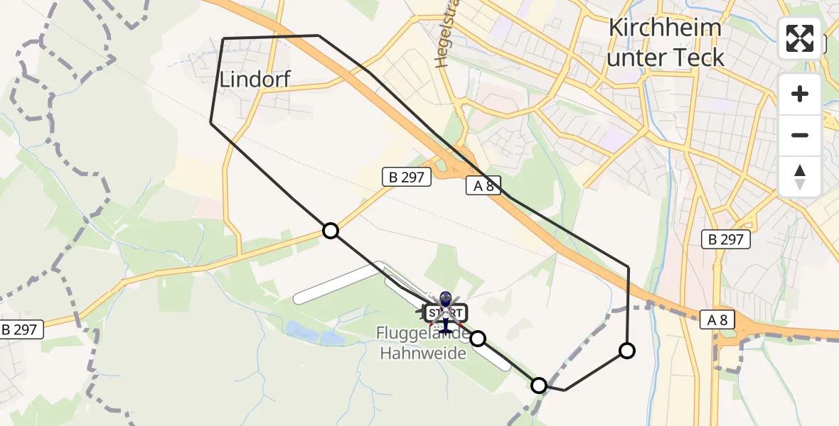 Flugroute Polizeihubschrauber Hahnweide Flugplatz - Hahnweide Flugplatz, 28 Oktober 2026, 12:33
