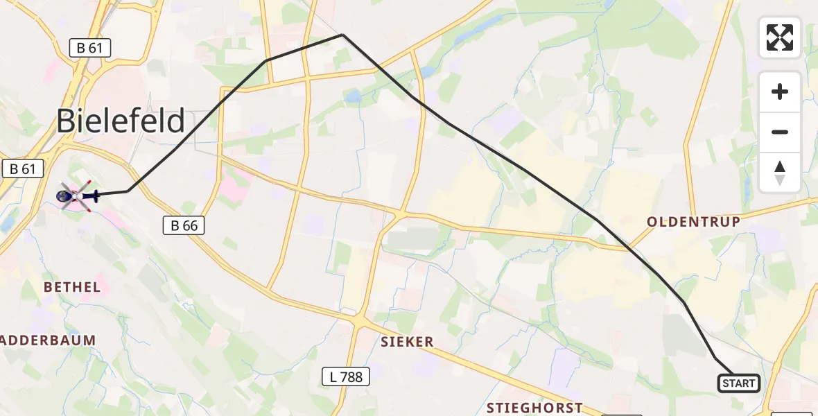 Flugroute Polizeihubschrauber Bielefeld - Bielefeld, 28 Oktober 2026, 12:34