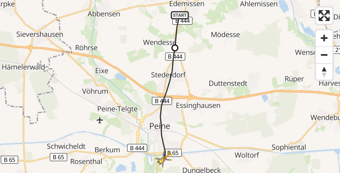 Flugroute Rettungshubschrauber Edemissen - Peine, 28 Oktober 2026, 12:49