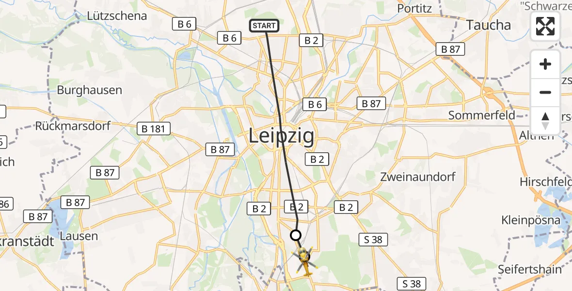 Flugroute Rettungshubschrauber Leipzig - Leipzig, 28 Oktober 2026, 12:59