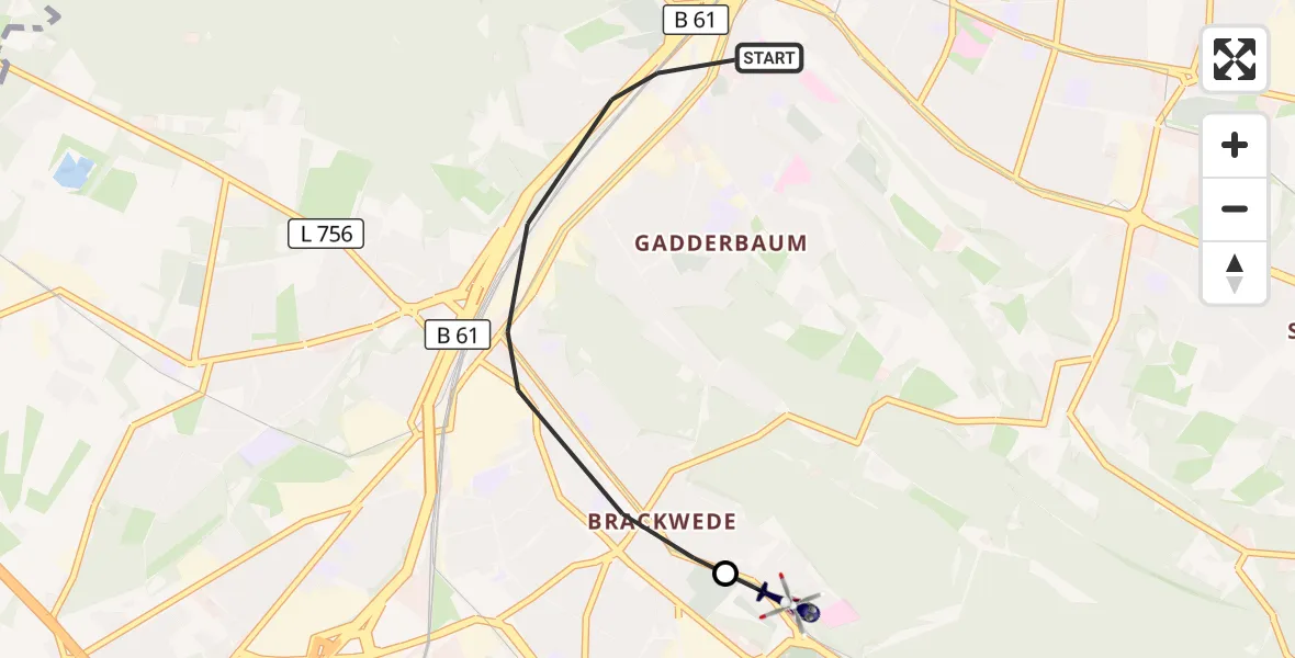 Flugroute Polizeihubschrauber Bielefeld - Luftrettungszentrum Bielefeld, 28 Oktober 2026, 13:20