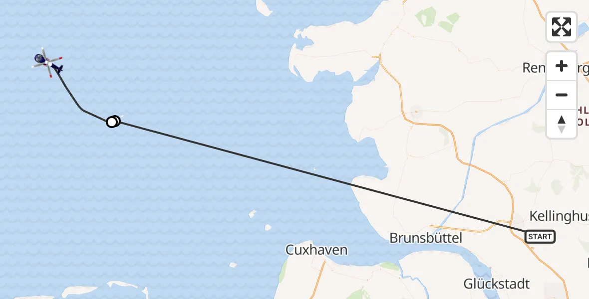 Flugroute Polizeihubschrauber Kronsmoor - North Sea, 28 Oktober 2026, 13:26