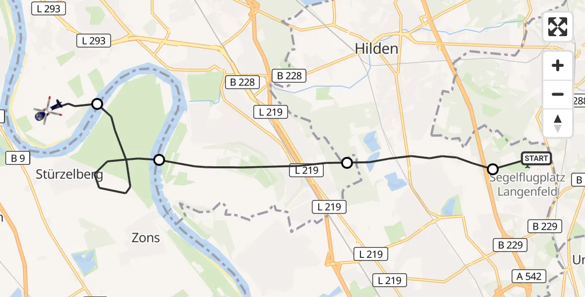 Flugroute Polizeihubschrauber Langenfeld-Wiescheid Flugplatz - Düsseldorf, 28 Oktober 2026, 13:54