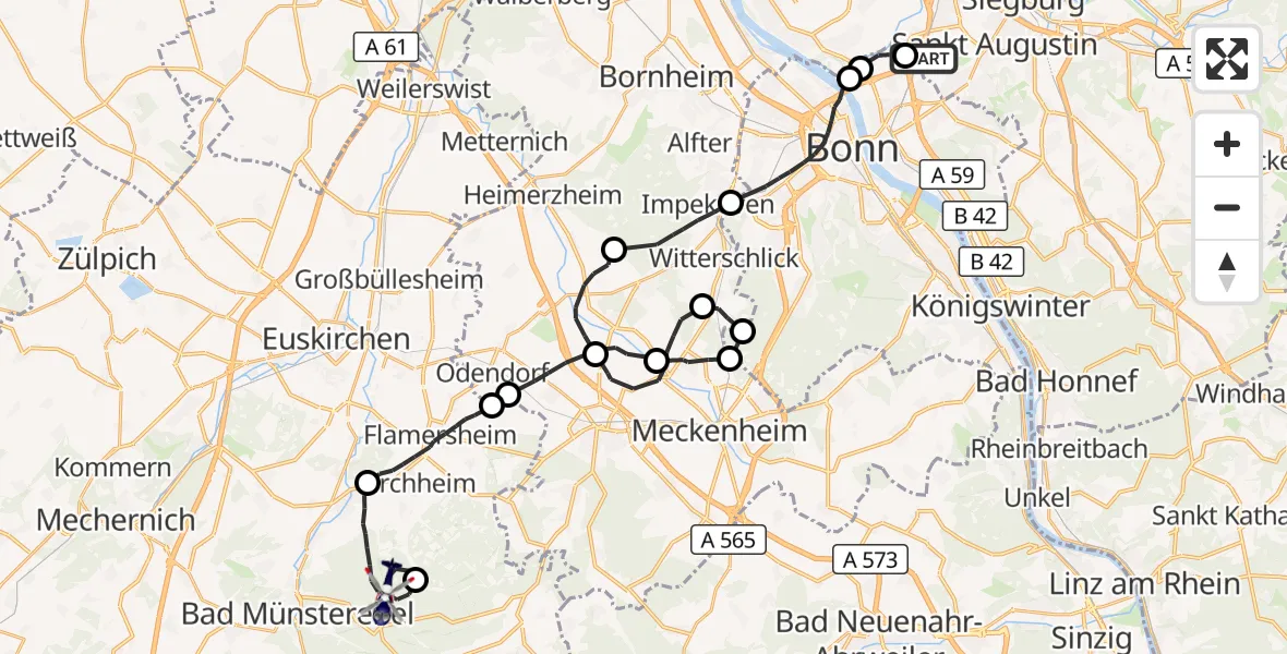 Flugroute Polizeihubschrauber Sankt Augustin - Euskirchen, 28 Oktober 2026, 15:36