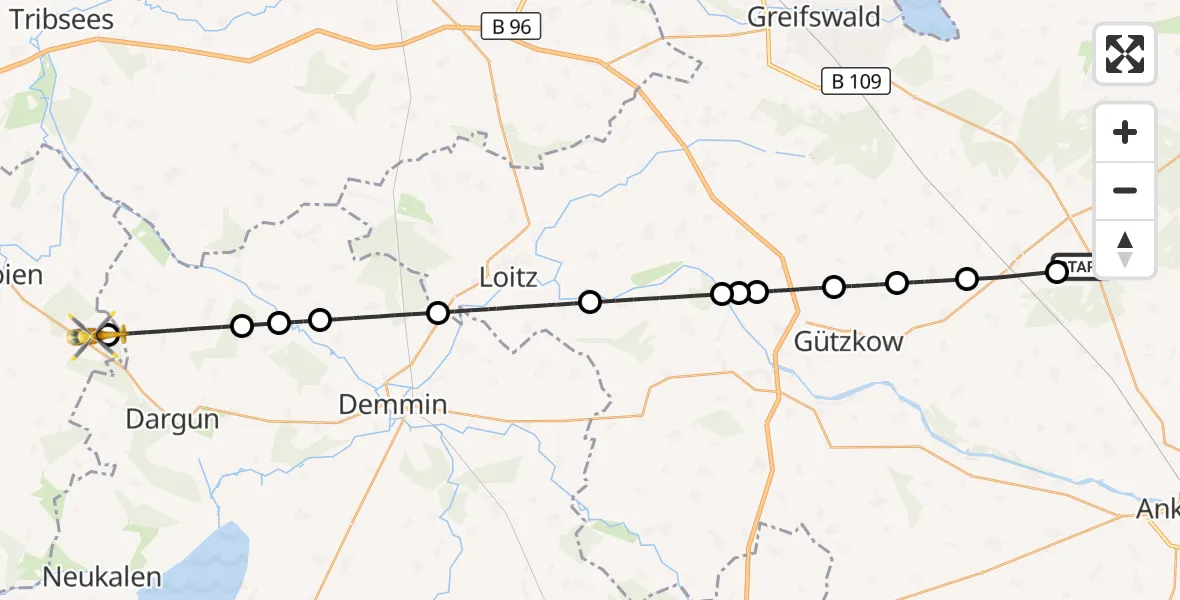 Flugroute Rettungshubschrauber Karlsburg - Finkenthal, 28 Oktober 2026, 15:37