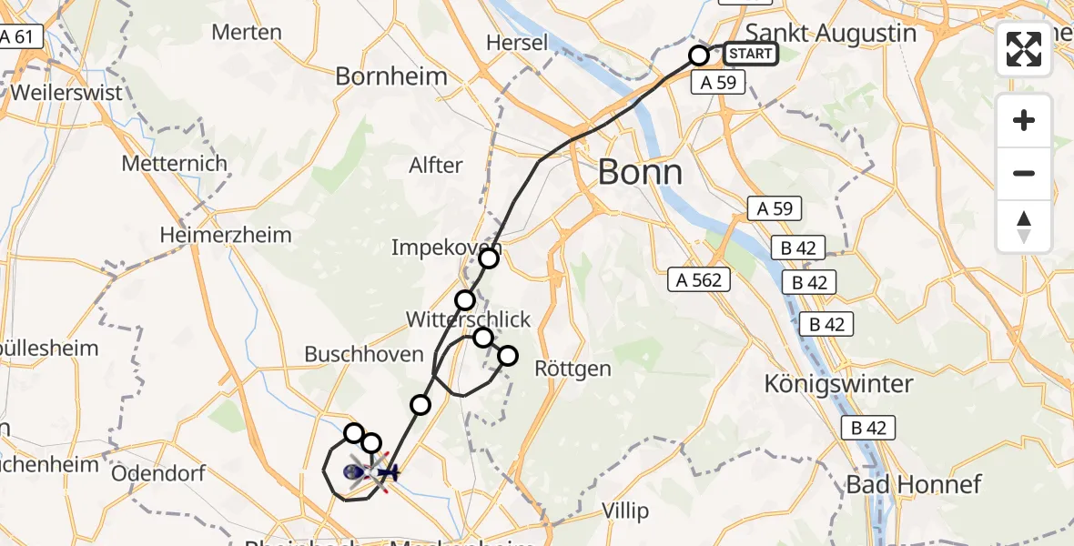 Flugroute Polizeihubschrauber Sankt Augustin - Rheinbach, 28 Oktober 2026, 15:44