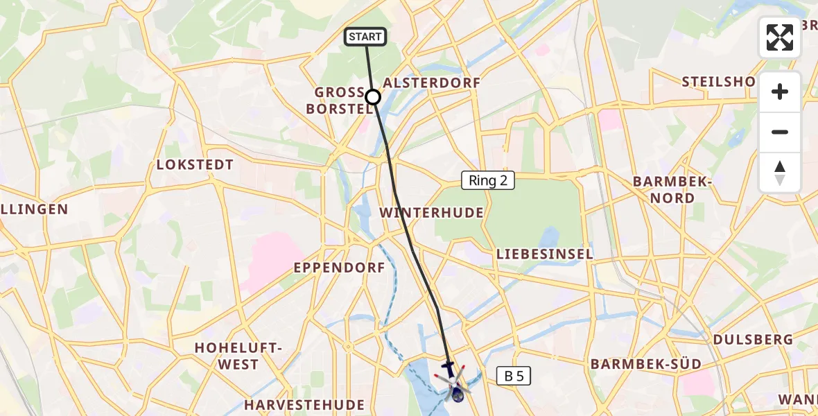 Flugroute Polizeihubschrauber Hamburg Helmut Schmidt Flughafen - Hamburg, 28 Oktober 2026, 15:57