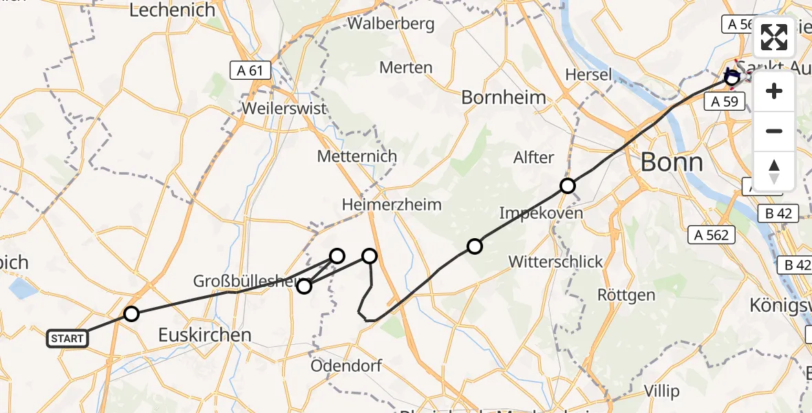 Flugroute Polizeihubschrauber Zülpich - Sankt Augustin, 28 Oktober 2026, 16:19