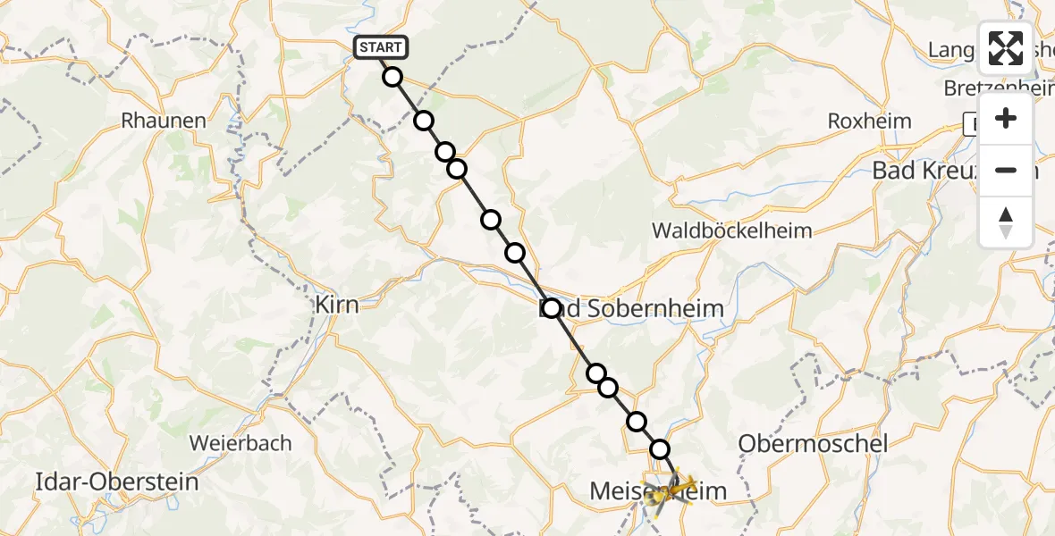 Flugroute Rettungshubschrauber Gemünden - Meisenheim, 28 Oktober 2026, 16:22