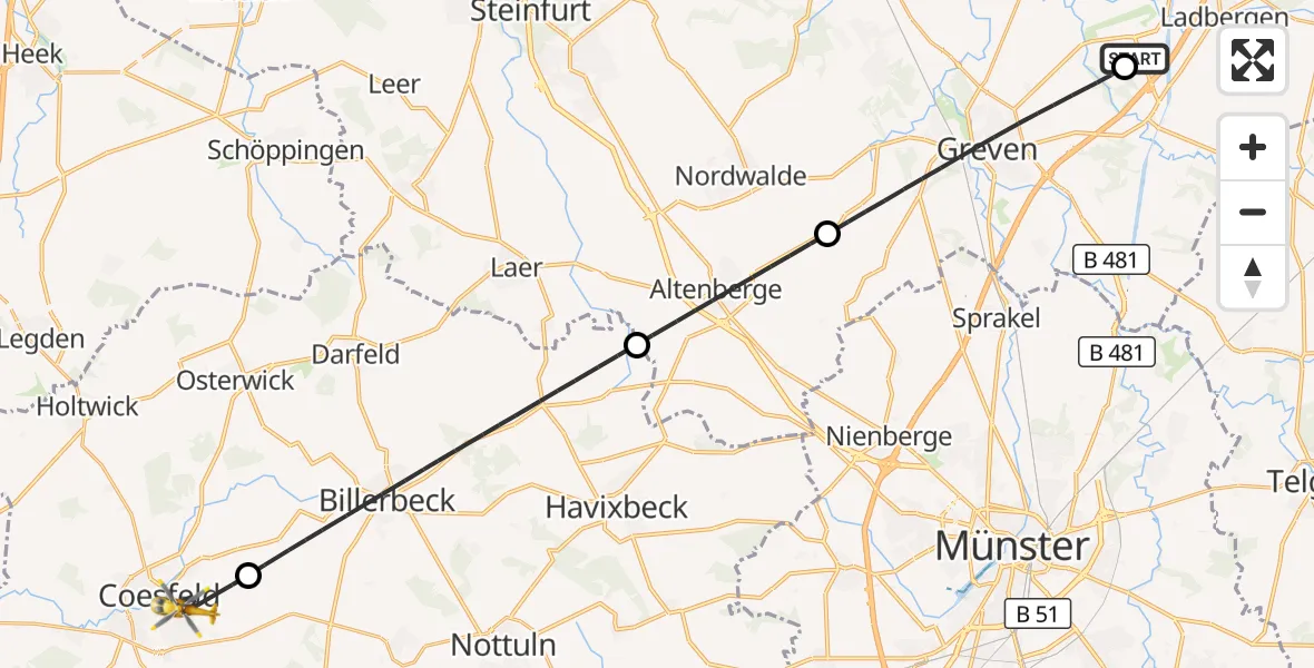 Flugroute Ambulanzhubschrauber Christoph  Westfalen-ADAC - Coesfeld, 28 Oktober 2026, 16:31