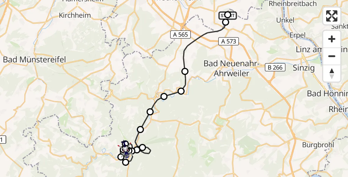Flugroute Polizeihubschrauber Grafschaft - Sierscheid, 28 Oktober 2026, 17:00