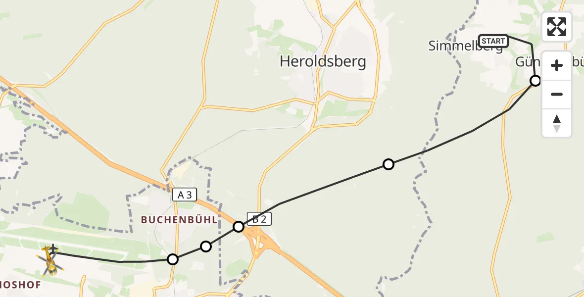 Flugroute Rettungshubschrauber Lauf a.d.Pegnitz - Flughafen Nuremberg, 28 Oktober 2026, 17:06