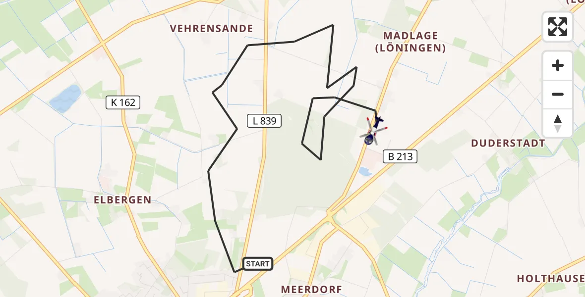 Flugroute Polizeihubschrauber Löningen - Löningen, 28 Oktober 2026, 17:28