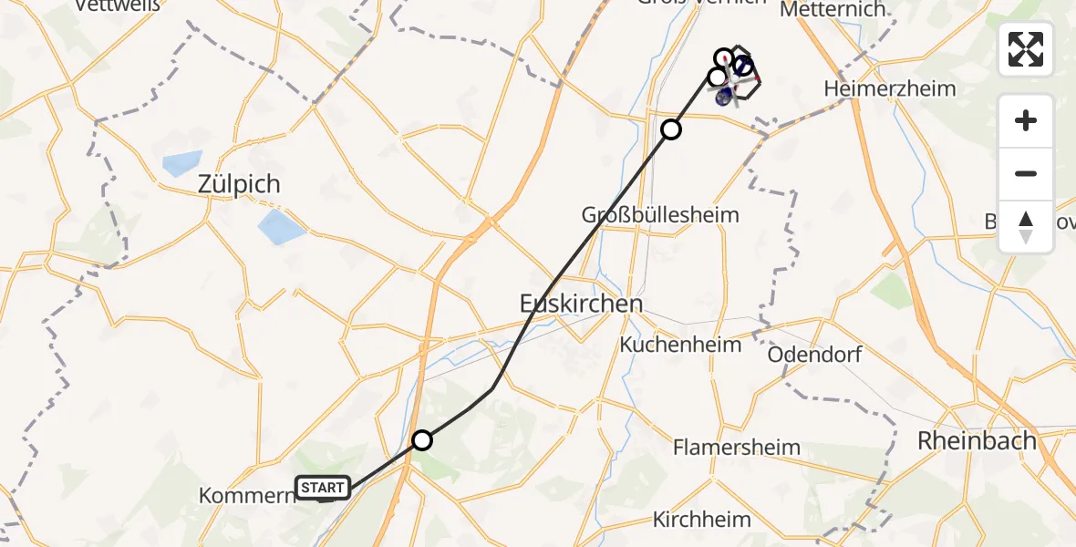 Flugroute Polizeihubschrauber Mechernich - Weilerswist UL, 28 Oktober 2026, 18:03