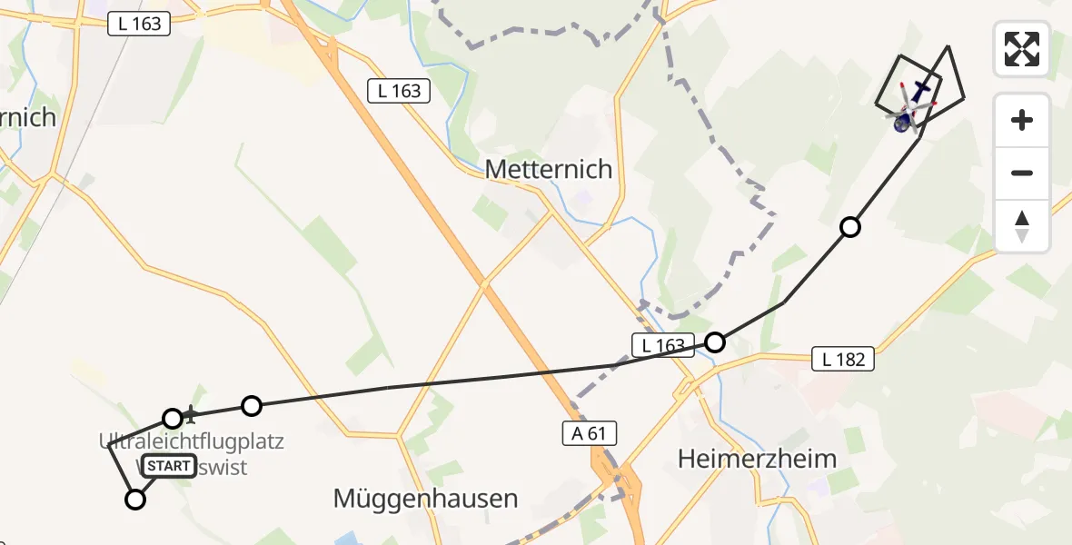 Flugroute Polizeihubschrauber Weilerswist UL - Bornheim, 28 Oktober 2026, 18:17