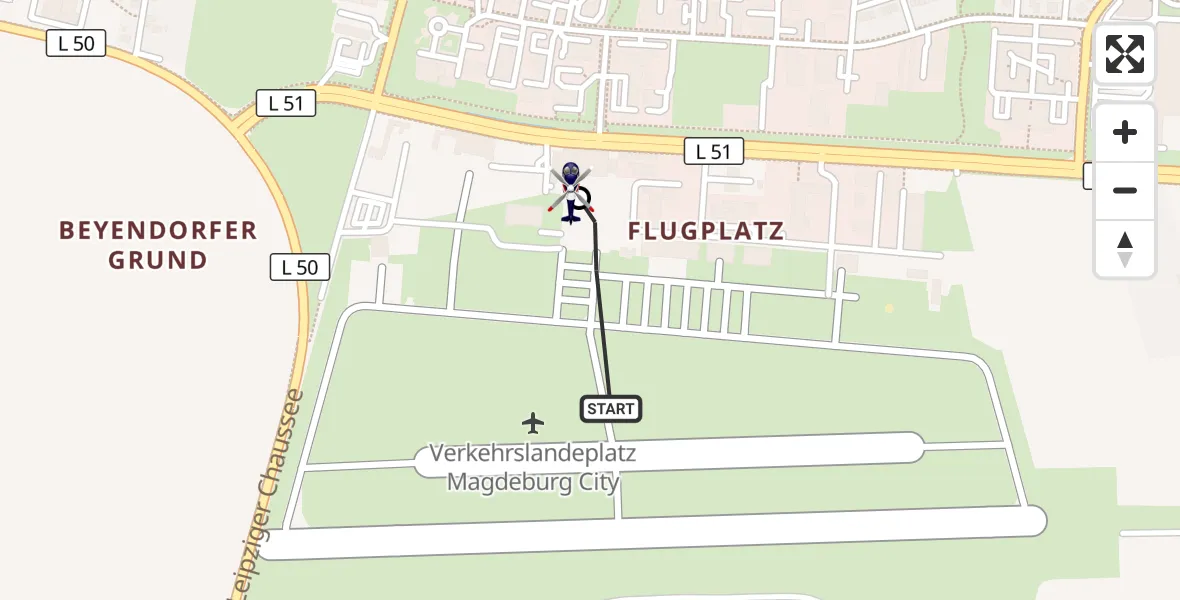 Flugroute Polizeihubschrauber Magdeburg City Flugplatz - Magdeburg, 28 Oktober 2026, 23:24