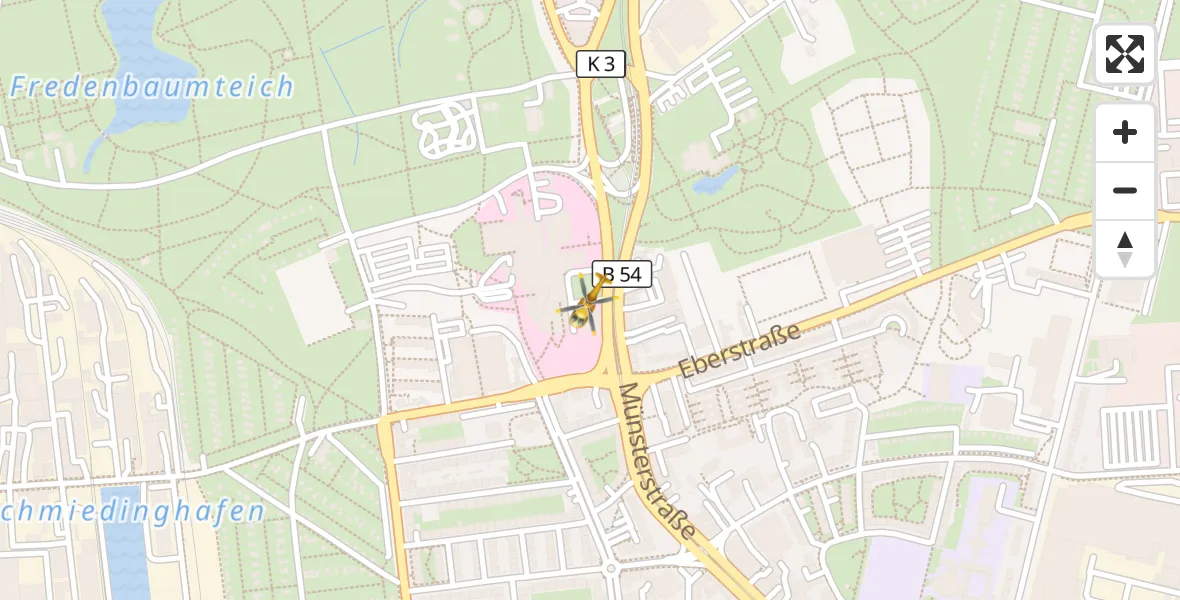 Flugroute Rettungshubschrauber Dortmund Hospital North - Dortmund Hospital North, 29 Oktober 2026, 03:22