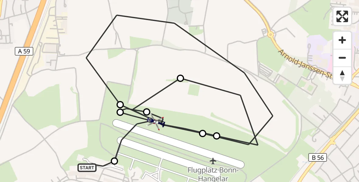 Flugroute Polizeihubschrauber Sankt Augustin - Bonn-Hangelar Flugplatz, 29 Oktober 2026, 07:29