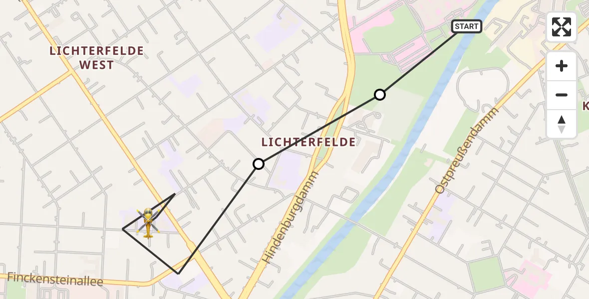 Flugroute Rettungshubschrauber Charité Clinic Benjamin Franklin Campus - Berlin, 29 Oktober 2026, 07:45