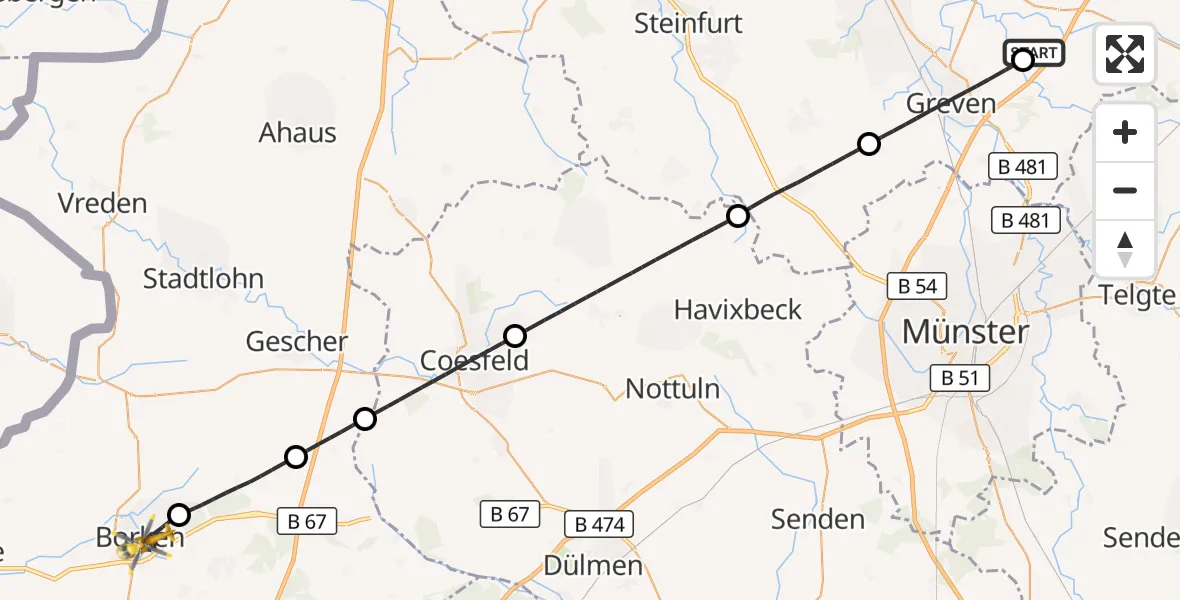 Flugroute Ambulanzhubschrauber Christoph  Westfalen-ADAC - Borken, 29 Oktober 2026, 08:16