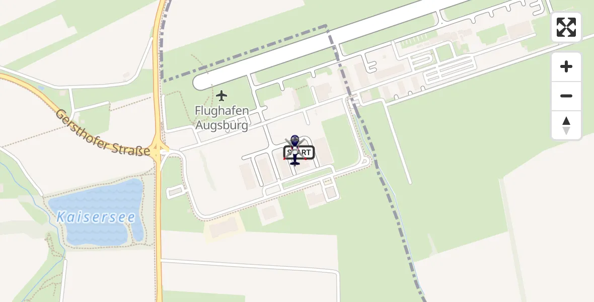 Flugroute Polizeihubschrauber Augsburg Flughafen - Augsburg Flughafen, 29 Oktober 2026, 08:36