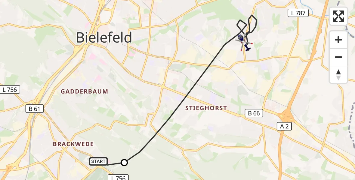 Flugroute Polizeihubschrauber Luftrettungszentrum Bielefeld - Bielefeld, 29 Oktober 2026, 08:49