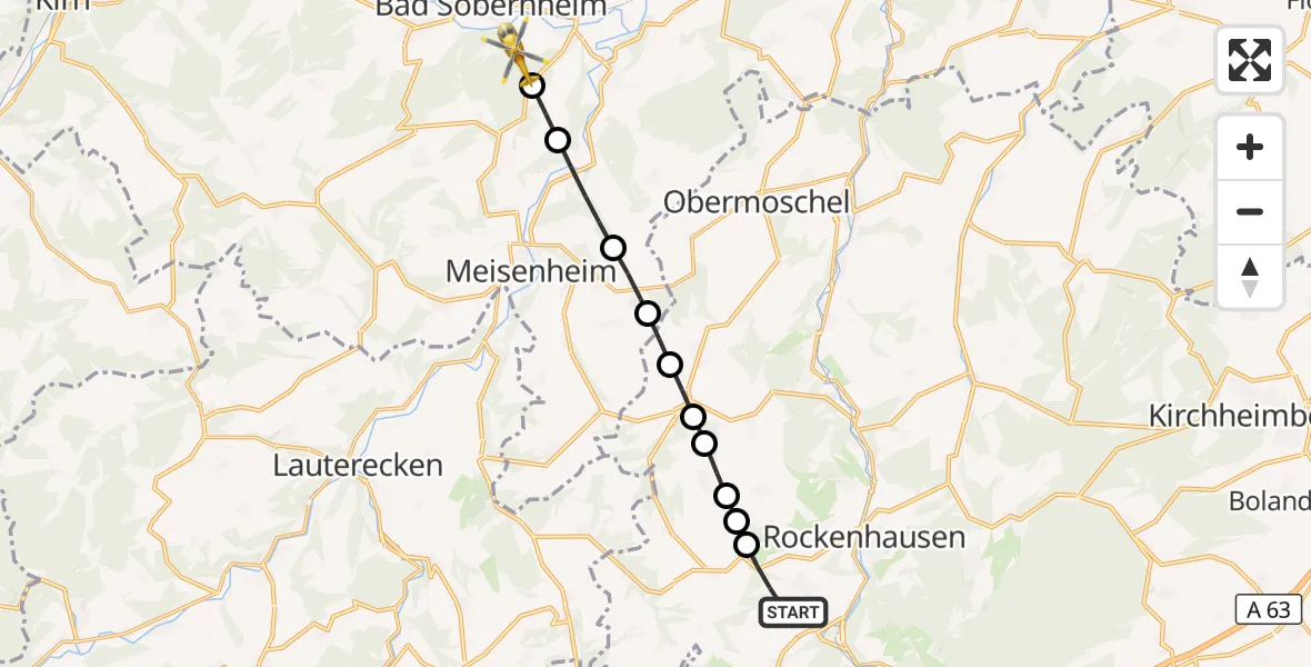 Flugroute Rettungshubschrauber Rockenhausen - Staudernheim, 29 Oktober 2026, 09:02