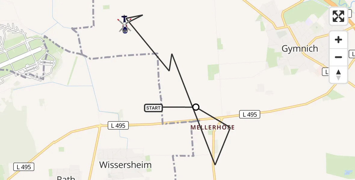 Flugroute Polizeihubschrauber Nörvenich - Erftstadt, 29 Oktober 2026, 09:19