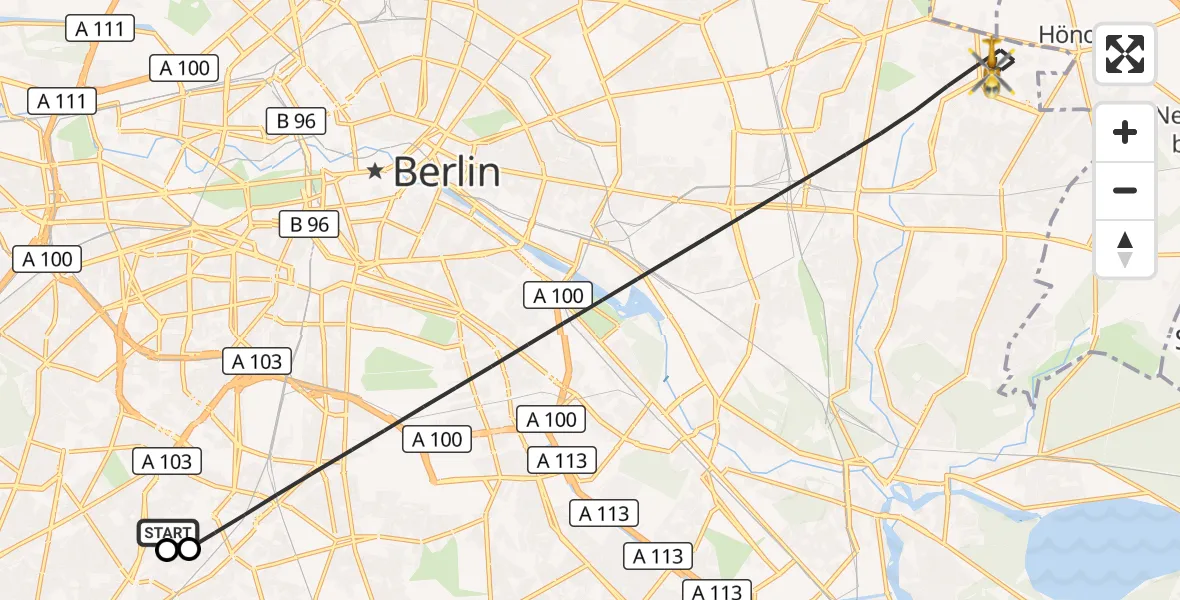 Flugroute Rettungshubschrauber Charité Clinic Benjamin Franklin Campus - Berlin, 29 Oktober 2026, 09:28