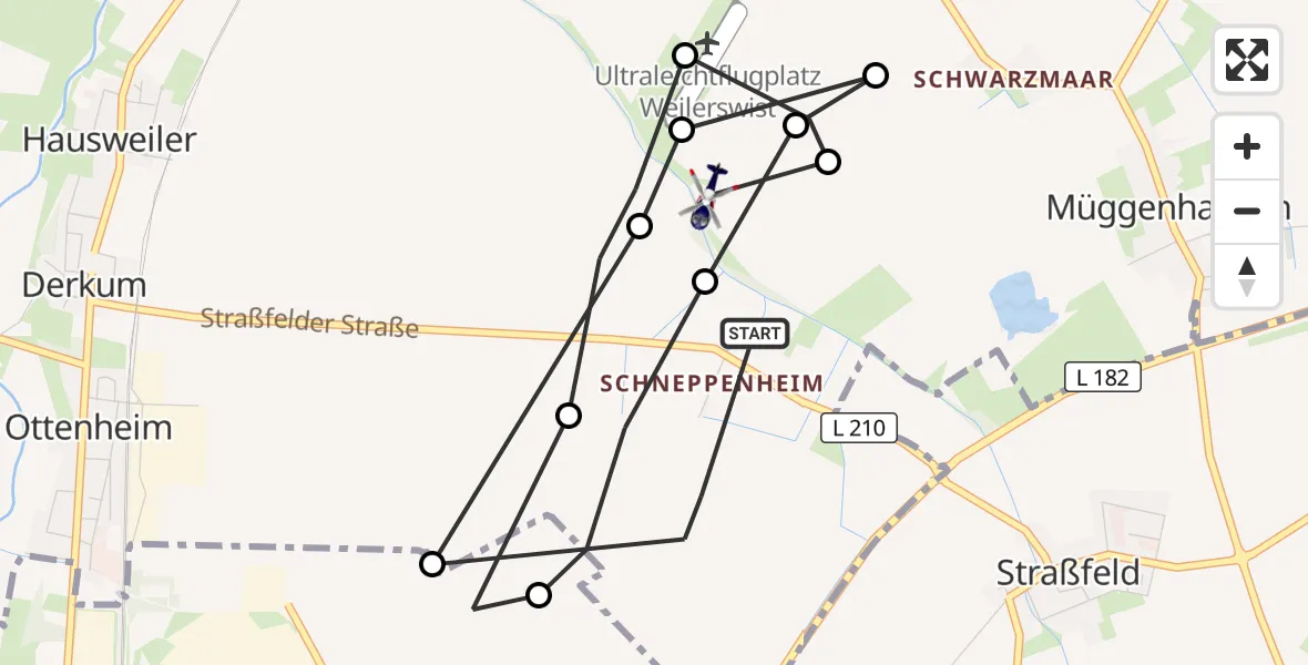Flugroute Polizeihubschrauber Weilerswist - Weilerswist, 29 Oktober 2026, 10:16