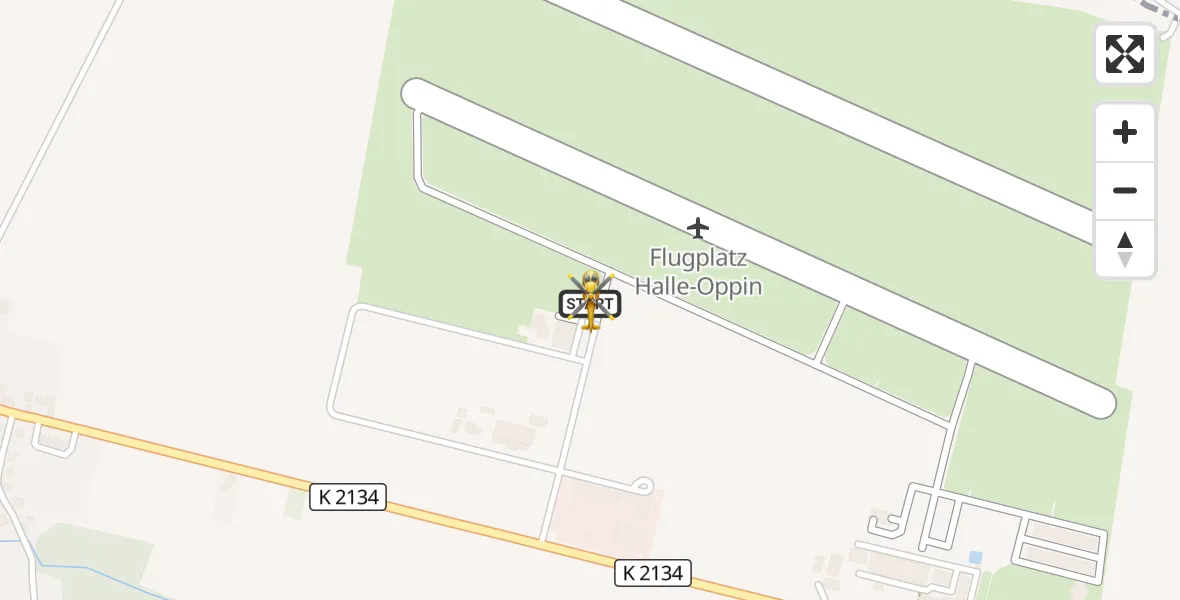 Flugroute Rettungshubschrauber Halle-Oppin Flugplatz - Halle-Oppin Flugplatz, 29 Oktober 2026, 10:42
