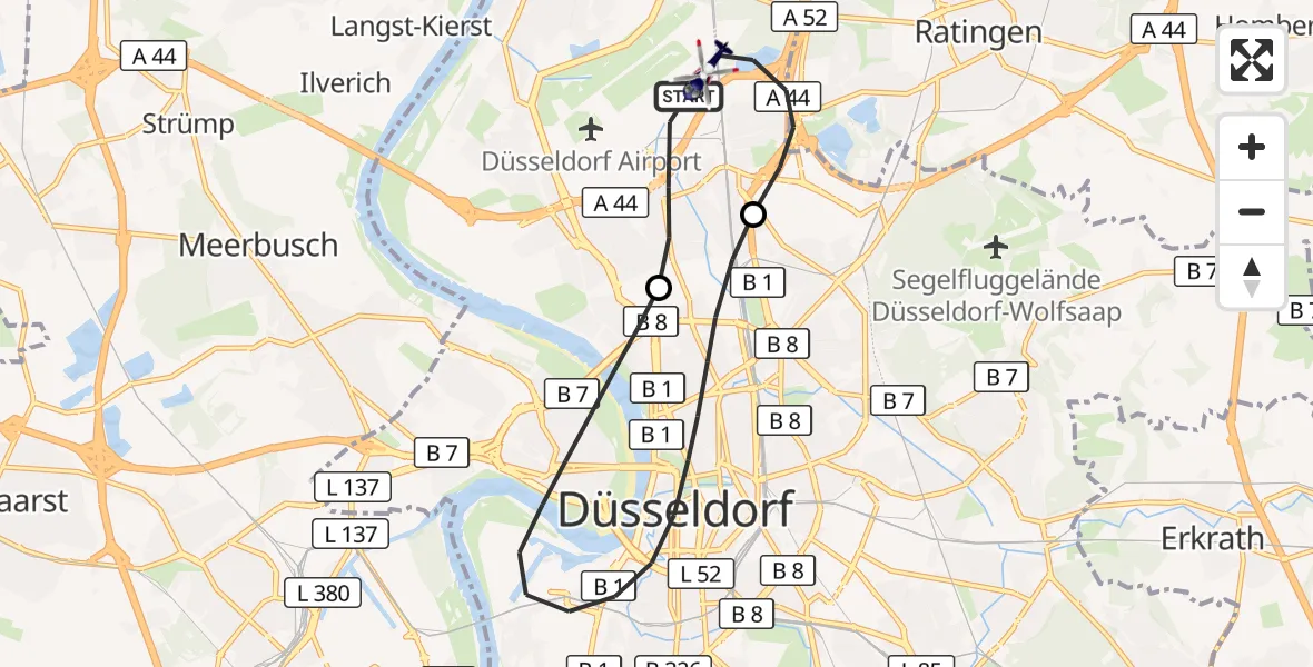 Flugroute Polizeihubschrauber Düsseldorf Flughafen - Düsseldorf Flughafen, 29 Oktober 2026, 10:42