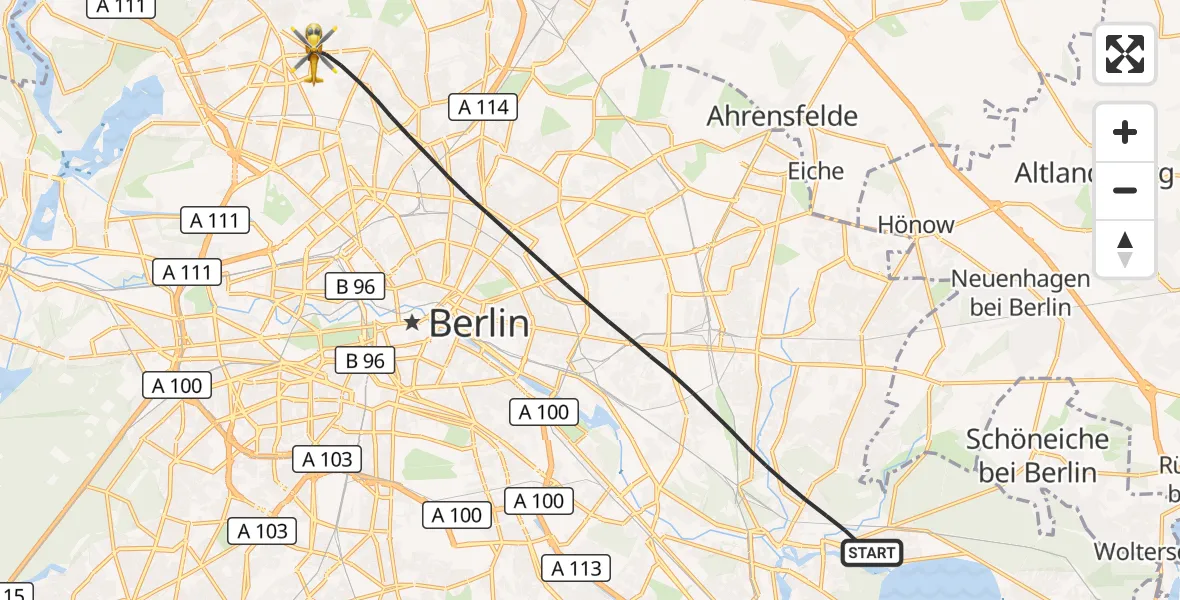 Flugroute Rettungshubschrauber Berlin - Berlin, 29 Oktober 2026, 10:45