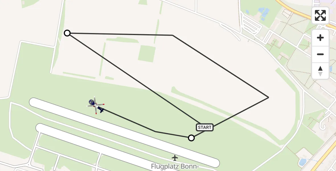 Flugroute Polizeihubschrauber Bonn-Hangelar Flugplatz - Bonn-Hangelar Flugplatz, 29 Oktober 2026, 10:55