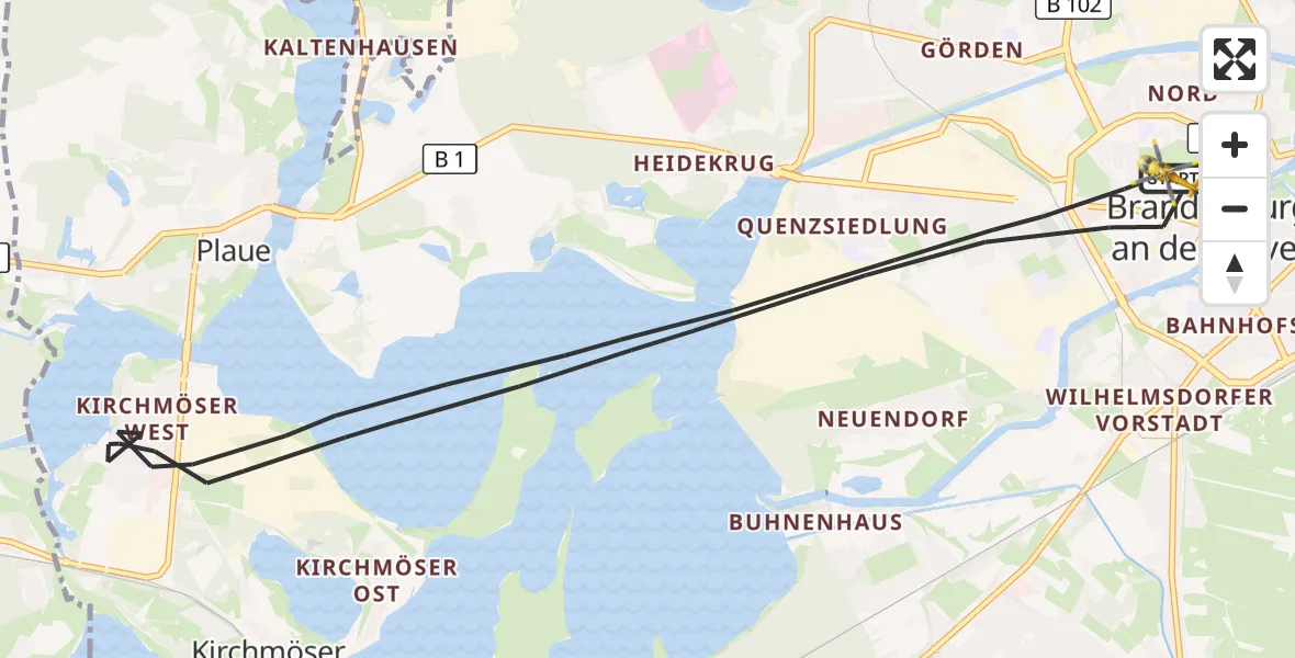 Flugroute Rettungshubschrauber Brandenburg an der Havel - Brandenburg an der Havel, 29 Oktober 2026, 12:35
