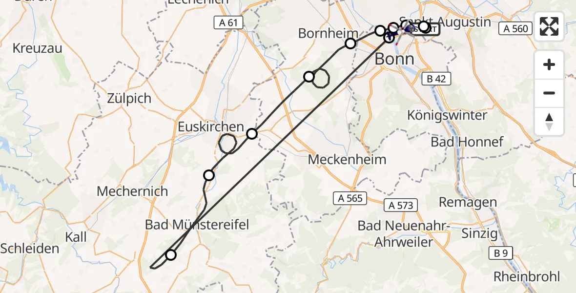 Flugroute Polizeihubschrauber Sankt Augustin - Nettersheim, 29 Oktober 2026, 12:38