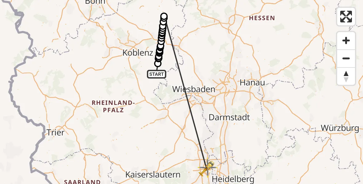 Flugroute Rettungshubschrauber Ruppertshofen - Nistertal, 29 Oktober 2026, 12:39