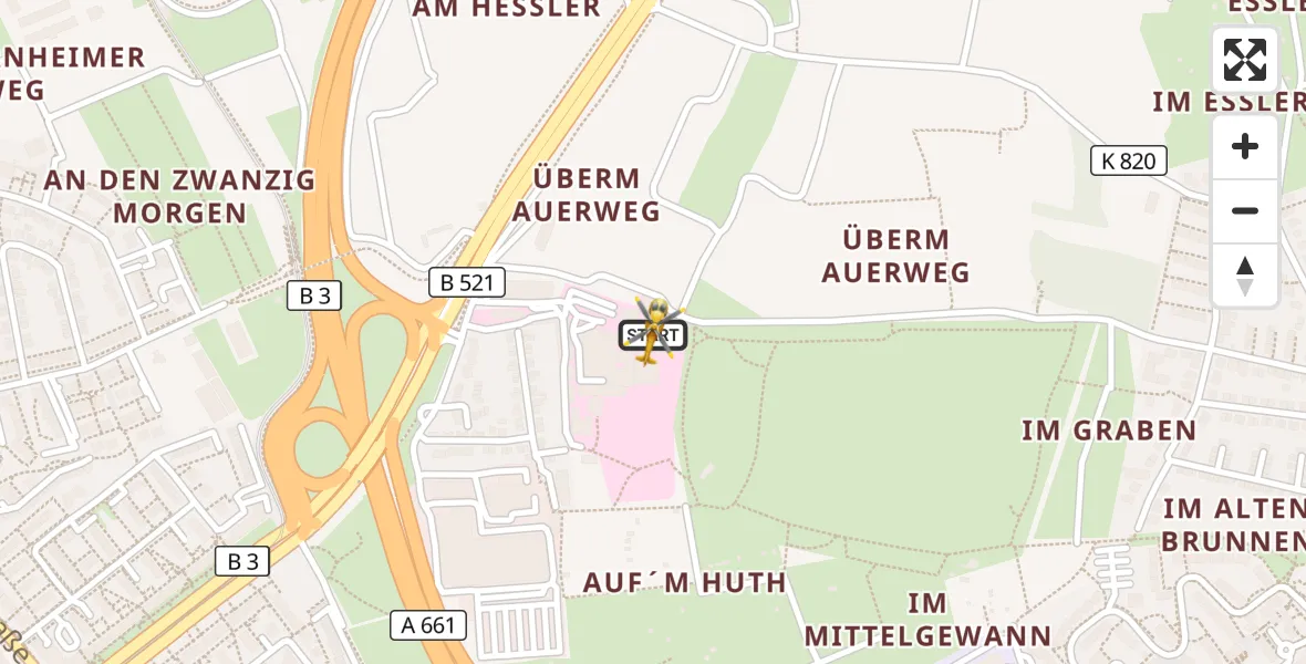 Flugroute Rettungshubschrauber Frankfurt am Main Accident Hospital Roof Helipad (CHX2) - Frankfurt am Main Accident Hospital Roof Helipad (CHX2), 29 Oktober 2026, 14:28