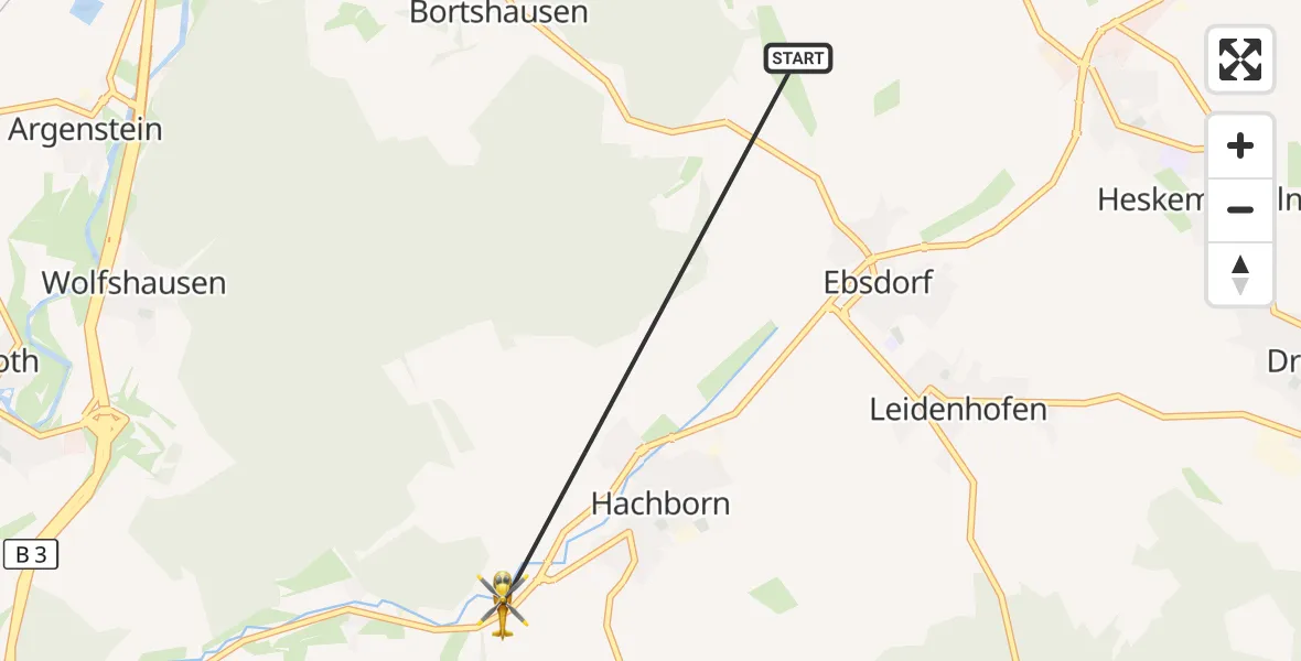 Flugroute Ambulanzhubschrauber Ebsdorfergrund - Ebsdorfergrund, 29 Oktober 2026, 14:39
