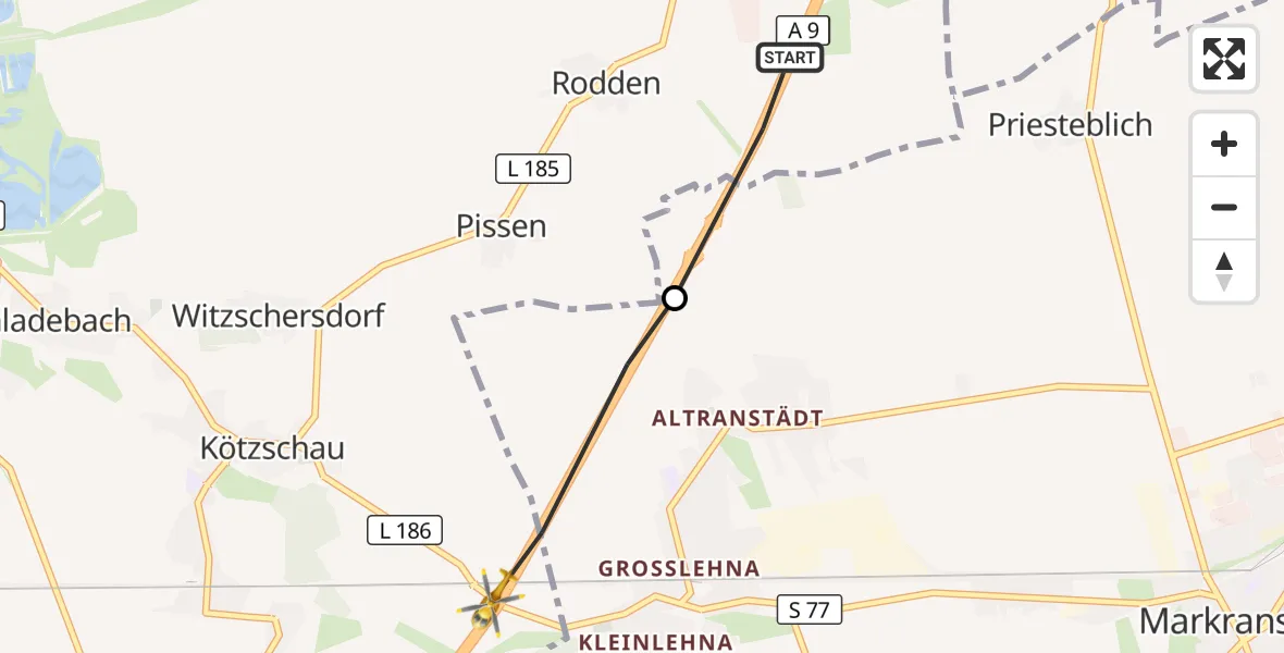 Flugroute Rettungshubschrauber Leuna - Leuna, 29 Oktober 2026, 14:49