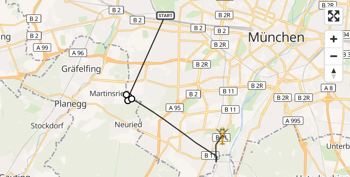 Flugroute Rettungshubschrauber München - München, 29 Oktober 2026, 14:50